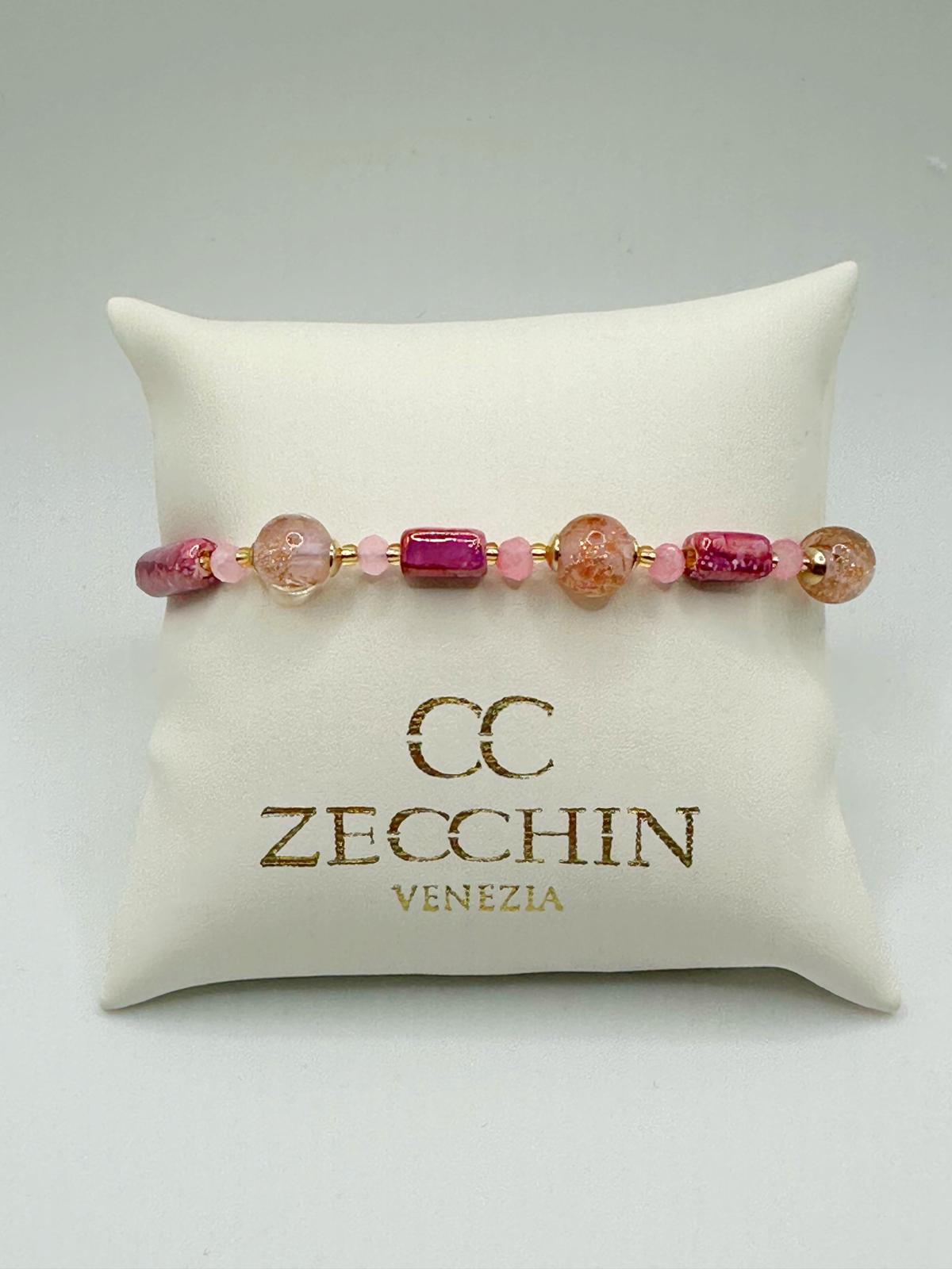 Bracciale Atene in vetro di Murano e avventurina, colore lilla